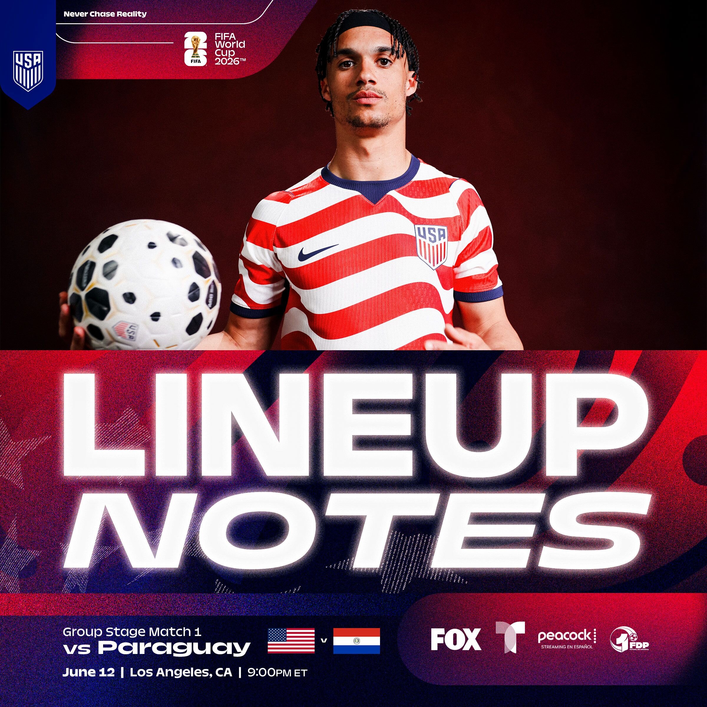 Starting XI and Lineup Notes: USMNT vs. Paraguay in FIFA World Cup 2026 Group Stage - US Soccer