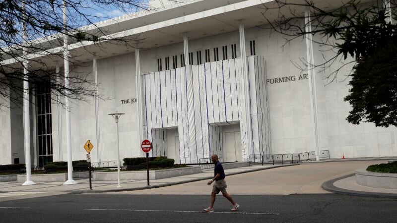 Kennedy Center exterior remains covered after Trump’s name is removed - CNN