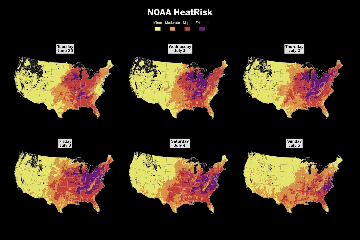 See where dangerous heat will envelop the Midwest and East this week - The Washington Post