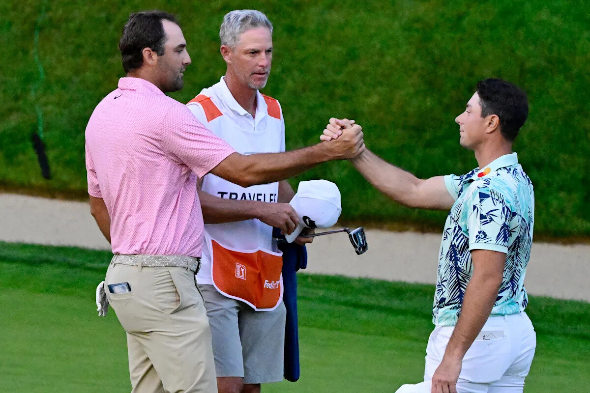 Travelers Championship: Scottie Scheffler and Viktor Hovland go to Monday morning playoff after lightning delay - Yahoo Sports