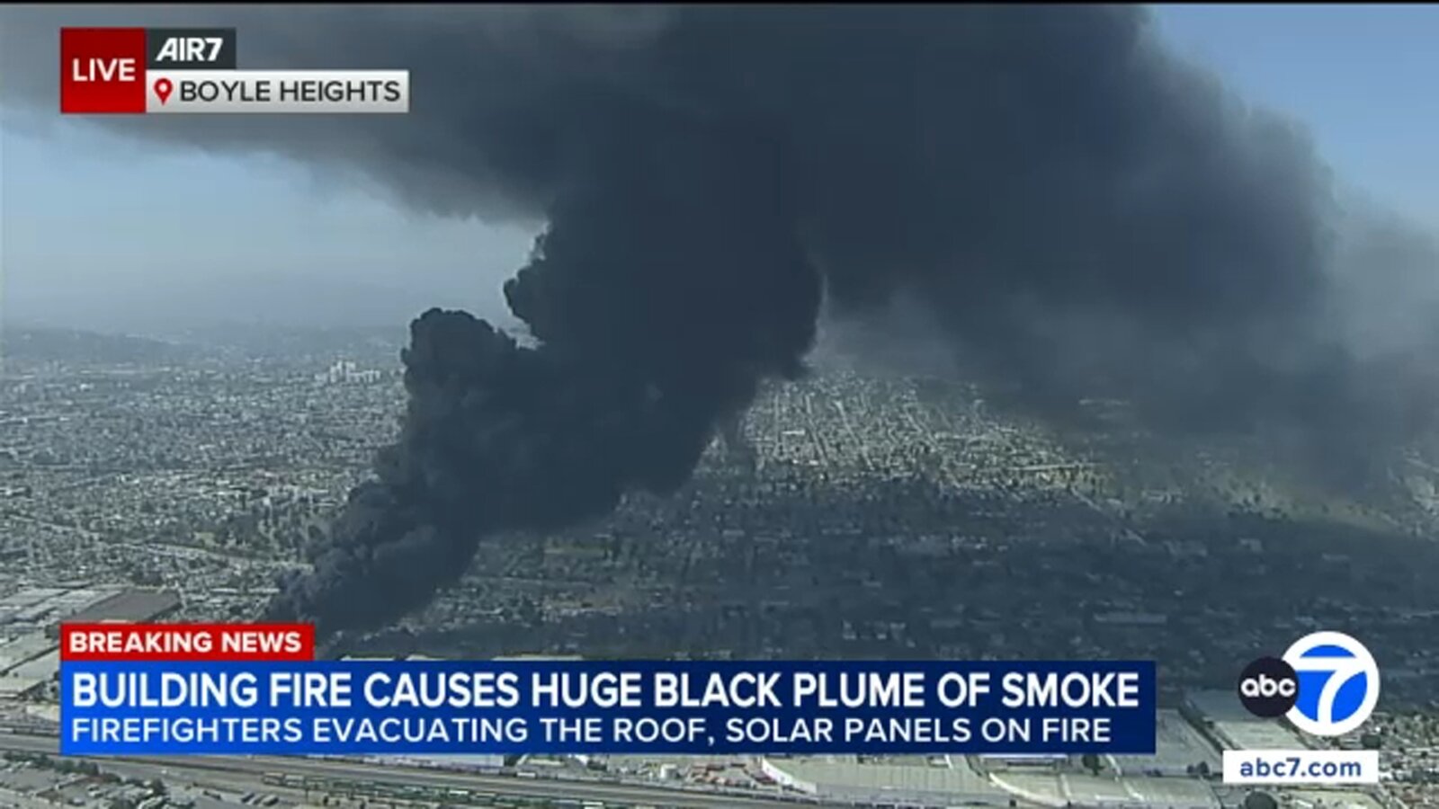 Massive fire at warehouse in Boyle Heights triggers shelter-in-place orders, rare helicopter drops - ABC7 Los Angeles