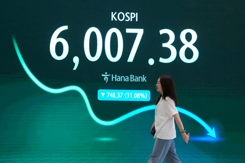 South Korea’s Kospi share index falls nearly 7%, other Asian shares also mostly lower - AP News
