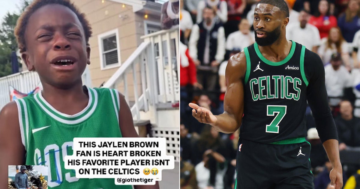 Jaylen Brown responds to viral video of crying 6-year-old Celtics fan after trade news - CBS News