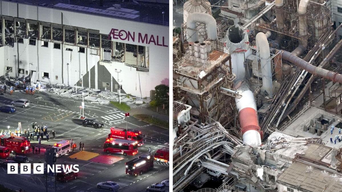 Japan earthquake searches continue into night, with people missing in mall and collapsed factory - BBC