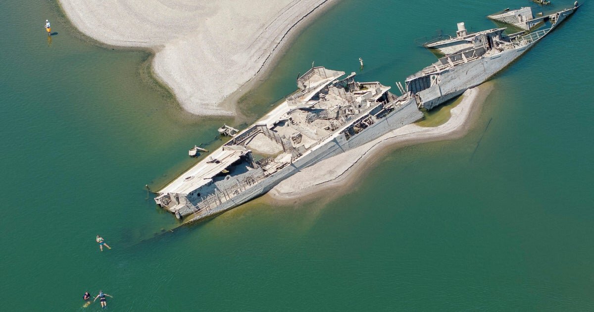 As the Danube River dries up, World War II shipwrecks and mammoth bones come into view - CBS News