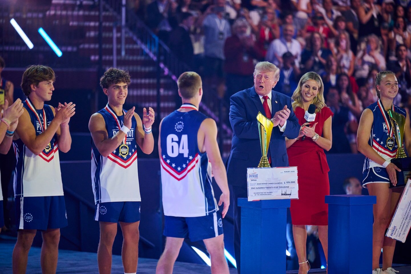 President Trump appears, and briefly stars, at his Patriot Games - The Washington Post