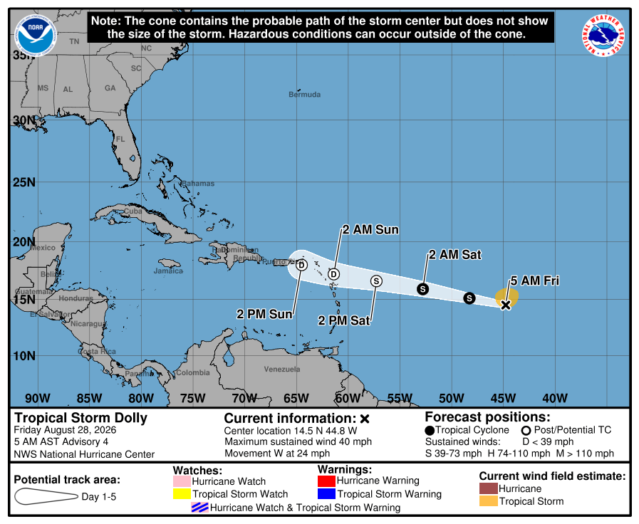 Tropical Storm Dolly speeding toward Caribbean, hurricane center says - Orlando Sentinel
