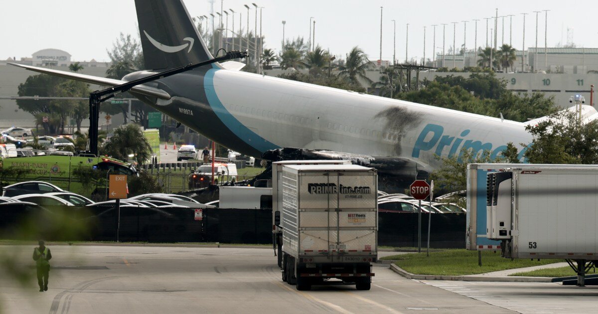 Plane with Amazon logo crashes outside Miami airport - NBC News