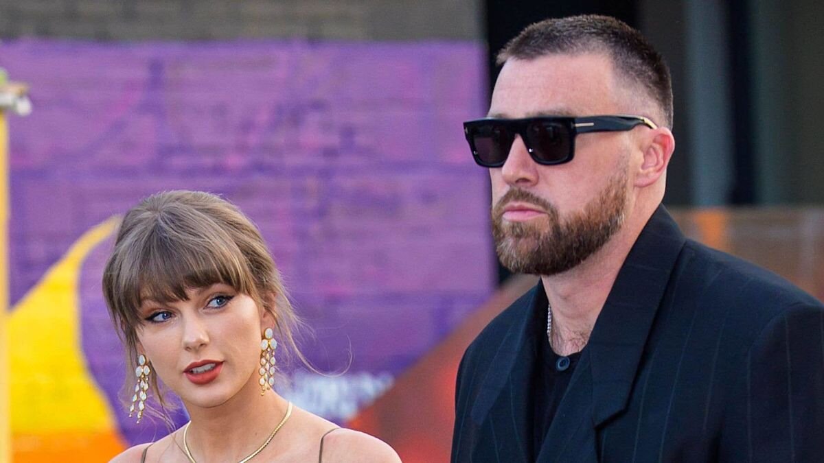 Taylor Swift looks radiant in flowing gold dress for romantic date night with husband Travis Kelce - Yahoo