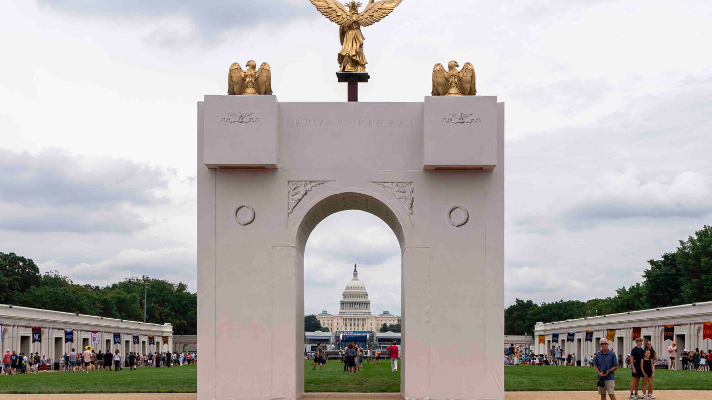 Trump says his D.C. arch will serve as 'military complex' with snipers and drones - NPR