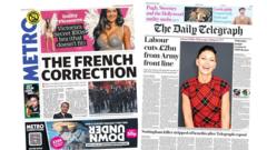 'The French correction' and 'Labour cuts £2bn from Army'